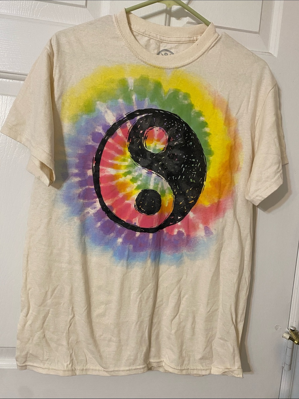 Tie-Dye Yin Yang Short Sleeve Tee - Cream Multicolor